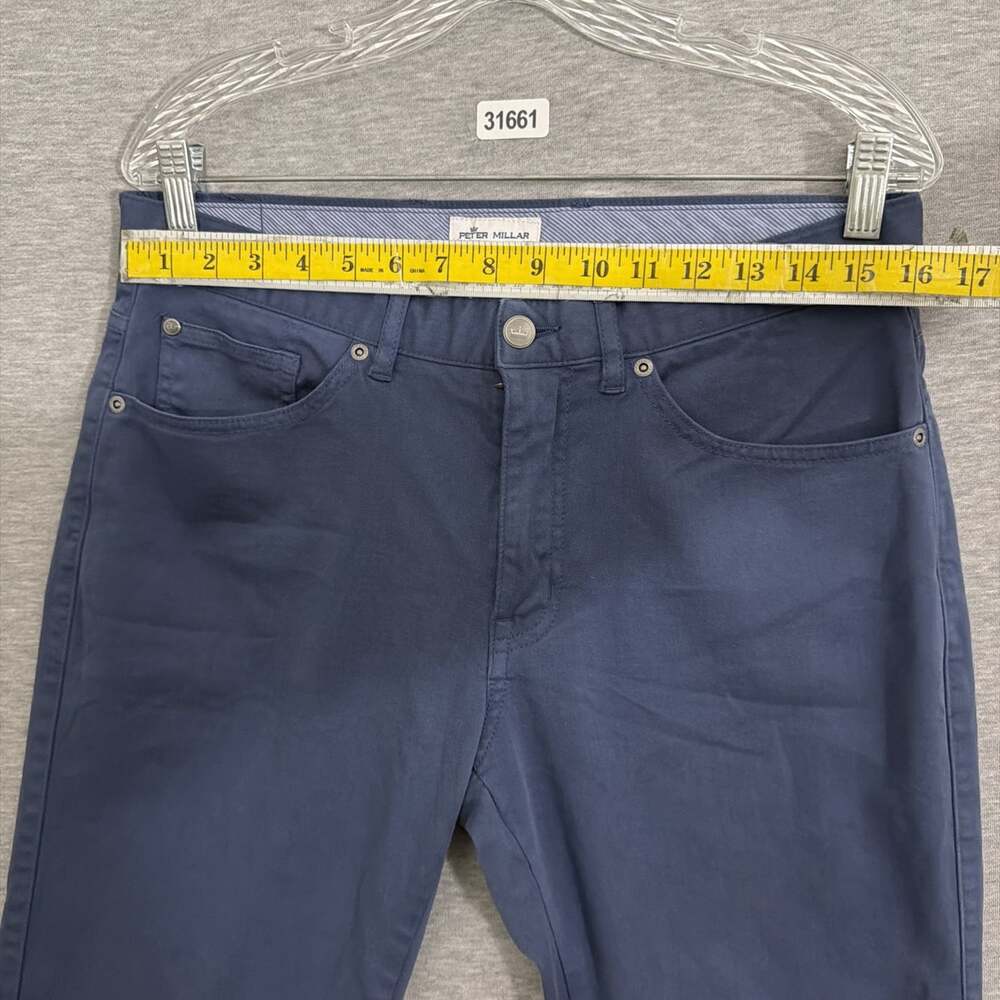 Peter Millar Mens 32 Navy Ultimate Sateen 5 Pocket Straight Leg Pants - Picture 12 of 13